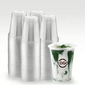 Vasos de Plástico PET Transparente Desechables Ecológicos con Logotipo Personalizado, Tapas para Vasos de 12oz/14oz/16oz/18oz/20oz/24oz para Café Helado, Jugo, Leche - Product Image 1