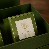 Coffret Cadeau de Luxe pour Cérémonie du Thé Matcha avec Deux Boîtes Métalliques Carrées et Sac de Transport pour Emballage de Thé Matcha Uji