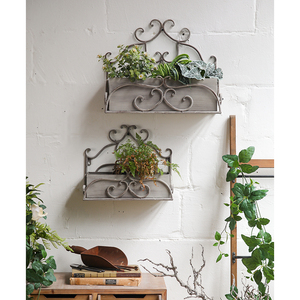 Étagères flottantes vintage européennes en métal et fer, porte-plantes durable à fixer au mur pour la chambre d'enfant et le salon - Product Image 4
