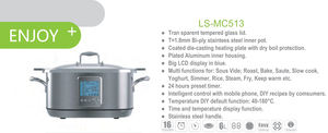 Casserole en acier inoxydable 304 multifonctions pour mijoter, saisir, sauter, cuire à la vapeur, faire mijoter, préparer des yaourts, avec affichage LED réglable en temps et température - Product Image 4