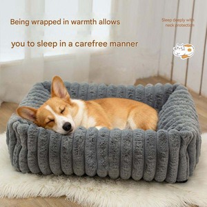Ribbed Rectangle Solid <strong>Fashion</strong> Pet <strong>Bed</strong> for Cats <strong>Dogs</strong>-Warm Velvet Nest with Sponge Filling Neck Protection Cat <strong>Bed</strong> Cave - Product Image 4
