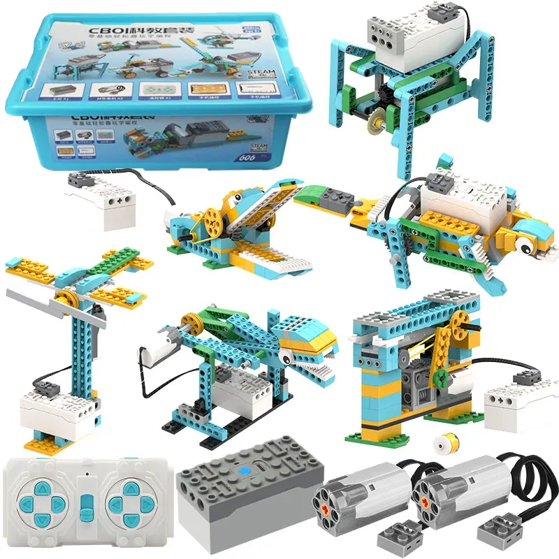 606 buah 52 in 1 DIY Robot elektronik kompatibel dengan Legoed WEDO 2.0 STEM aplikasi pemrograman mainan blok bangunan set grosir