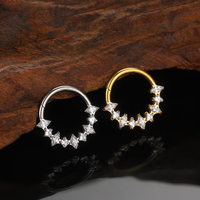 ASTM F136 Titanium Marquise dan cincin hidung Clicker Segmnet berengsel zirkon persegi grosir cincin Septum hidung