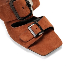 Giày sandal cao gót quai ngang nữ bán buôn mùa hè, kiểu mules gợi cảm, không gót, có dây khóa, nhận đặt hàng ODM OEM - Product Image 3