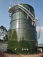 Réservoir à boulons en verre fusionné sur acier à faible coût pour le stockage d'eau, les eaux usées, le biogaz et les projets d'incendie.