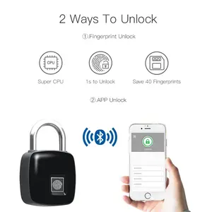 Smart Lock Keyless Fingerprint Mini padlocks wireless smart BT door lock for iOS Android App Control