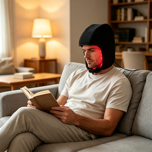 Gorra <span class=keywords><strong>de</strong></span> Terapia <span class=keywords><strong>de</strong></span> Luz Roja <span class=keywords><strong>de</strong></span> 20W con Logotipo Personalizado, Infrarrojo Cercano <span class=keywords><strong>de</strong></span> 460nm 660nm 850nm para Relajación del Cuero Cabelludo y Cabello - Product Image 1