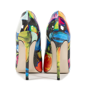 Escarpins colorés sexy à bout pointu et talon fin pour femme, chaussures habillées à coupe large, grande taille 45 - Product Image 5