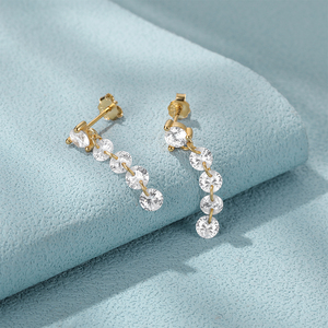 CANNER 2023 Boucles d'oreilles en or 18 carats avec griffes de diamant, ensembles de boucles d'oreilles créoles à longue chaîne, boucles d'oreilles à maillons avec pierres précieuses brutes, boucles d'oreilles clous cubains à pampilles en zircon cubique - Product Image 4