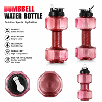 Bouteille d'eau en forme d'haltère 2200ml 2600ml en PET sans BPA pour la gym, le sport et le fitness, avec logo personnalisé créatif, grande capacité, à boire directement