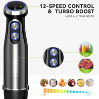 Mixeur plongeant 800W avec hachoir à viande électrique, ensemble 3-en-1, technologie à faible bruit pour une cuisine et un service de bar silencieux