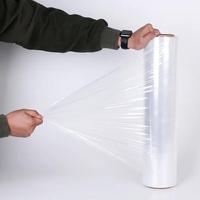 Rouleau de film étirable translucide en PE, fabriqué en usine, film plastique souple LLDPE pour emballage, 50 cm, film étirable moulé par soufflage
