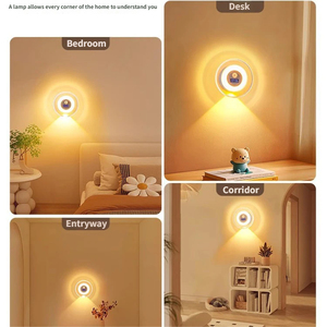 Magnetic Rechargeable <b>LED</b> Wall Lamp <b>Motion</b> <b>Sensor</b> Night <b>Light</b> 3-Color Dimmable Touch Remote Sconce with Clock for Bedroom - Product Image 5