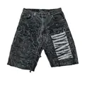 DIZNEW Jeans Shorts men Wholesale 100% Polyester shorts Streetwear Black destruction denim shorts for men