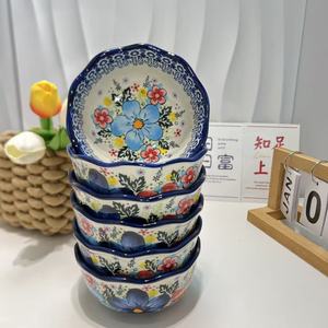 Tigela de Cerâmica Pintada à Mão Adequada para Reuniões Familiares, Presentes, Festas em Hotéis e Assim por Diante, Design Ecológico, Grande Capacidade - Product Image 1