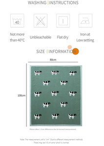 Couverture bébé 80*100 CM Oeko Tex avec logo personnalisé, 100% coton tricoté, motif vache mignon, super douce, toutes saisons - Product Image 3