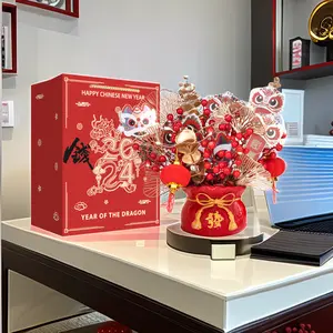 Indoor Artificial Flower Wholesale Lunar Chinese New Year Decoration Flower Gift Set 2024 Spring Festival Home Party