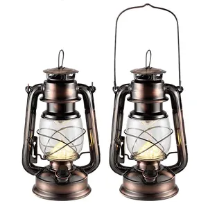 4AA Portable LED retro hanging camping light outdoor vintage kerosene lantern with knob dimmer switch