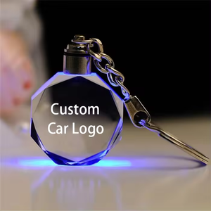Cheap Wholesale Blank Crystal Glass Keychains Custom 3d Laser Engraving Car Logo Crystal Led Key Chain