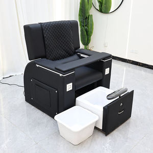 Sillón de Pedicura Negro Ajustable, Reclinable, con Masaje, para Salón de Uñas y Spa, Tapizado en PU, con Estación de Baño para Pies - Product Image 1
