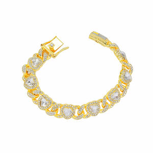 Nueva Pulsera de Cadena con Diseño Exagerado de Corazón, Estilo Hiphop, Cadena Cubana de Aleación, Pulsera para Hombre, Joyería de Moda - Product Image 2