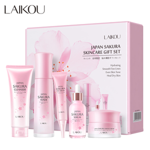 LAIKOU ชุดผลิตภัณฑ์บำรุงผิวซากุระ ช่วยเพิ่มความชุ่มชื้น ลดเลือนริ้วรอย ปรับสีผิวให้กระจ่างใส ประกอบด้วยโทนเนอร์ ครีมบำรุงผิวหน้า ครีมบำรุงรอบดวงตา ผลิตภัณฑ์ทำความสะอาดผิวหน้า และเซรั่ม - Product Image 1