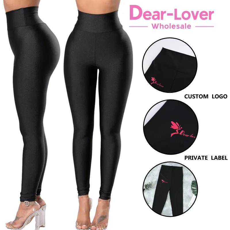 Dear-Lover OEM ODM Logo kustom Label pribadi Pantalon hitam latihan kerut pantat tinggi naik ketat legging dengan pinggang Cincher