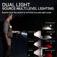 Lampe torche à double source lumineuse évolutive, zoom, lumière latérale COB, rechargeable USB Type C, affichage de la batterie, 7 modes, pour l'extérieur