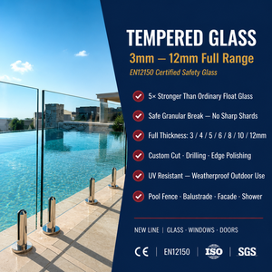 Verre Trempé 3mm 12mm, Verre de Sécurité Haute Résistance, Découpe Personnalisée pour Fenêtre, Porte, Mur Rideau, <span class=keywords><strong>Douche</strong></span> - Vente en Gros - Product Image 2