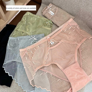 <span class=keywords><strong>Calzoncillos</strong></span> cómodos de malla de encaje Sexy para mujer al por mayor, <span class=keywords><strong>calzoncillos</strong></span> cómodos con diseño de lazo transparente sin costuras XL - Product Image 4