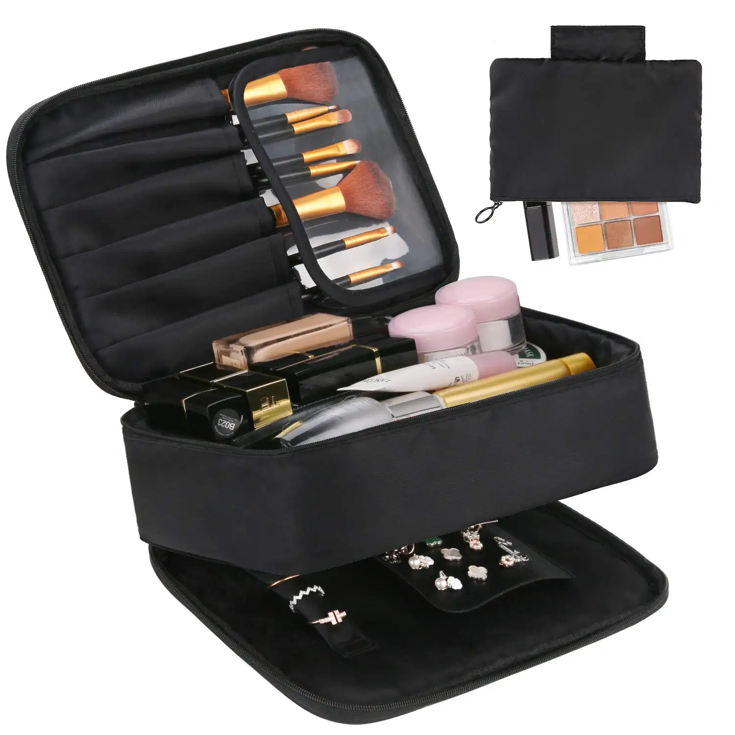 Custom cosmetic bag travel waterproof storage case for cosmetics Brushes Earrings boxes makeup