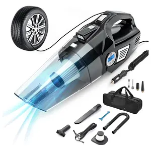 4合1电动汽车轮胎充气机气泵便携式汽车真空充气手持式汽车真空吸尘器发光二极管照明