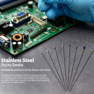 Bâtonnets adhésifs réutilisables en acier inoxydable avec embout en gel de silicone pointu/rond/cylindrique pour un nettoyage de précision - Product Image 5