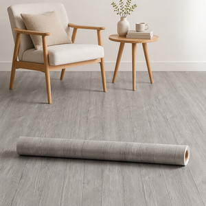 Piso Autoadhesivo de 24x197 Pulgadas, Baldosas para Piso de Garaje, Rollo de Papel Tapiz Gris Impermeable, Adhesivo de Vinilo para Piso de PVC con Aspecto de Madera para Dormitorio - Product Image 1