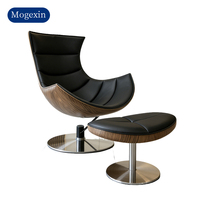 Fauteuil inclinable pivotant en cuir italien moderne avec pieds en métal pour salon et bureau à domicile, fauteuil de relaxation pivotant