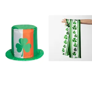 Topi bendera Irlandia kustom topi tinggi poliester Dekorasi Hari St. Patrick syal topi Trifolium karnaval Irlandia