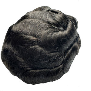 Tupé de cabello humano para hombres con encaje suizo fino suave para hombres, <span class=keywords><strong>prótesis</strong></span> <span class=keywords><strong>capilar</strong></span>, nudos de lejía, unidades de parche para el cabello para hombres, stock de implantes - Product Image 4