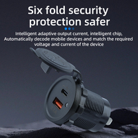 Soket Pengisi Daya Mobil USB Baru Dual Type-C 3.1A Port USB-A Tahan Air dengan LED Pengisian Cepat 12V/24V untuk Adaptor Moto