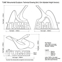 Sculpture de lettres TUME en acier Corten pour extérieur, villa, bord de mer, place publique, enseigne métallique décorative, vente en gros