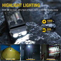 BORUiT V20 Lampe torche LED puissante à rotation de 180 degrés, porte-clés, rechargeable par USB-C, 13 modes, lampe multifonctionnelle, alarme, lampe de secours