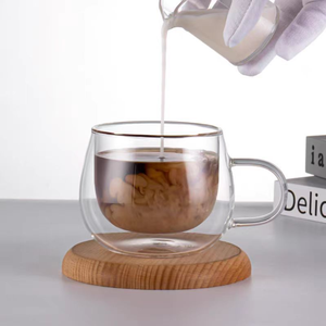 Verres à double paroi isolés en borosilicate de 150 ml et 300 ml, tasses à café avec poignée pour thé à bulles, jus, café, eau - Product Image 2