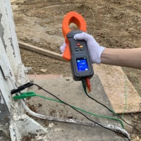 Clamp Earth Resistance Tester 0.00 to 1500Ohm Ground Stake Meter Leakage Current 40A 3 4 Wire 3000Ohm TFT Screen USB Upload