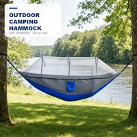 Hamac avec moustiquaire, lit de camping en nylon tricolore pour pique-nique en parc, idéal pour les sorties en famille, logo personnalisé, vente en gros