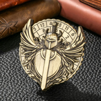 Retro Golden Embossed Flying Sword Compass Metal D20 Roulette Fidget Spinner 7 in 1 DND Dice Stress Relief Gift