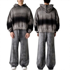 Custom Washed Pullover Sweatshirt and pants <b>set</b> Breathable Cotton Fleece Men's Hoodie Tracksuit <b>Set</b> Wholesale - Product Image 1