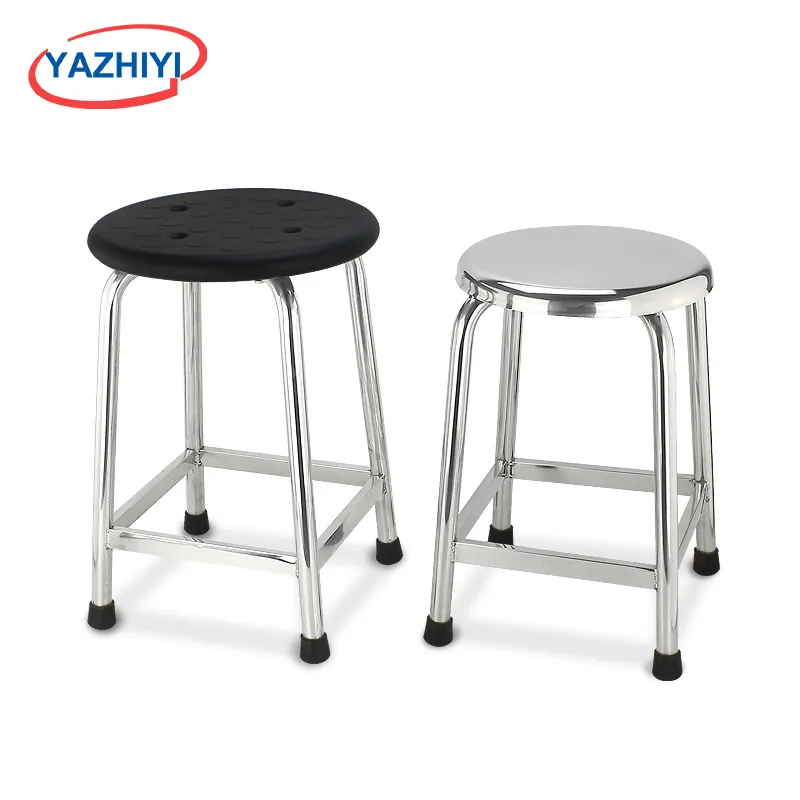 Stainless Steel Industrial stool lab chair with adjusting height and solid seat