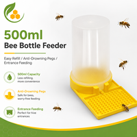 Bouteille d'alimentation pour abeilles de 500 ml avec bouchons anti-étouffement, remplissage facile par l'entrée, mangeoire transparente pour ruche, équipement d'apiculture