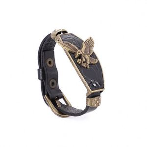Men's Stylish Viking <b>Leather</b> Wrap <b>Bracelets</b> Rock Punk Eagle Charm Male Wrist Jewelry Length Adjustable <b>Bracelet</b> - Product Image 6