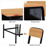 Mobilier scolaire moderne pour les écoles primaires et universitaires, chaise et bureau d'étude à structure métallique pour adultes et étudiants