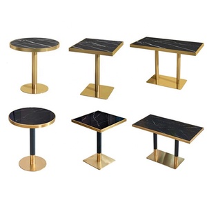 Mesas de <span class=keywords><strong>Bar</strong></span> Económicas con Base de Acero Inoxidable y Cubierta de Cerámica Blanca, Mesa de Comedor para Cafetería y Restaurante - Product Image 4